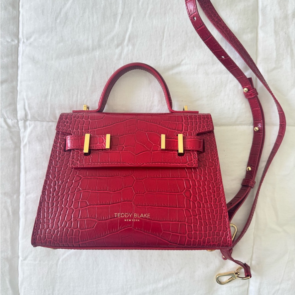 Red Croc-Embossed Crossbody Bag